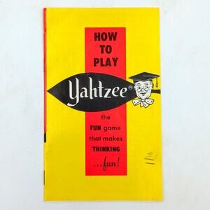 1967 Vintage Original Yahtzee E.S. Lowe Rules Instruction Pamphlet For Dice Game